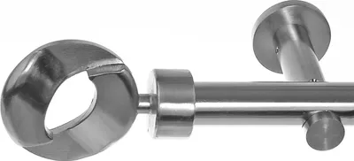 Produktbild von Edelstahl Look Gardinenstange 20mm Wandträger 1-läufig Ring, Länge wählbar H31 E83 R