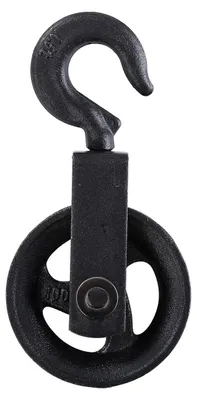 Katrolwiel 100 mm, 160 kg, mit Haken für Gerüste und Bau