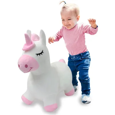 Produktbild von Hüpftier Einhorn mit Plüschbezug und Pumpe