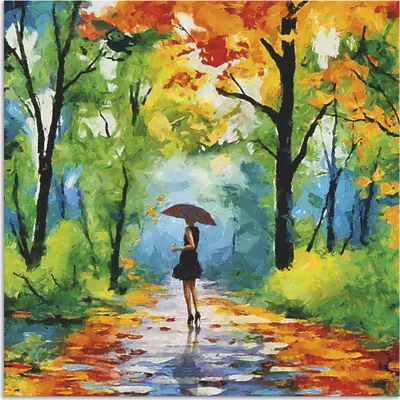 Produktbild von ARTland Wandbild Alu für Innen & Outdoor Herbstlicher Spaziergang im Park Größe: 40x40 cm