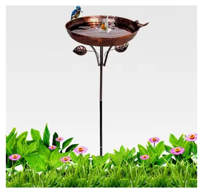 Produktbild von Hohes Vogelbad mit Wasserspender auf fünfverzweigtem Erdspieß für Garten und Terrasse