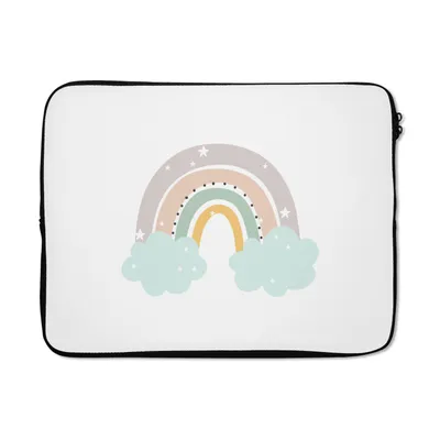 Produktbild von MuchoWow® Laptop Hülle 17 Zoll Laptoptasche Regenbogen - Sterne - Punkte - Wolken - Kinder - Zipper - Schutzabdeckung