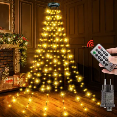 Weihnachtsbaum-Lichterkette, 2 m, 240 LEDs, warmweiß, IP65, mit Fernbedienung
