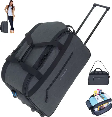 Produktbild von Reisetrolley Weekender Duffle Elephant Travel 55 cm Trolley Reisetasche mit Rollen Saunatasche Damen Herren Trolly Reise Tasche 13030 Anthrazit Oliv