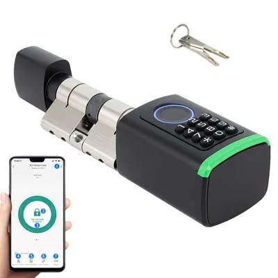 Produktbild von Smartes Türschloss mit Fingerabdruck, verstellbarer Schließzylinder 60–90 mm, App-Steuerung, PIN-Code & Schlüssel, Bluetooth, einfache Montage
