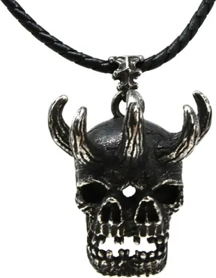 Produktbild von Lederkette Edelstahlkette 316L FÜNFHORN SKULL 60 cm Leder 04-02