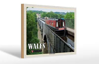 Produktbild von Holzschild Reise 30x20cm Wales United Kingdom Pontcysyllte Aquädukt