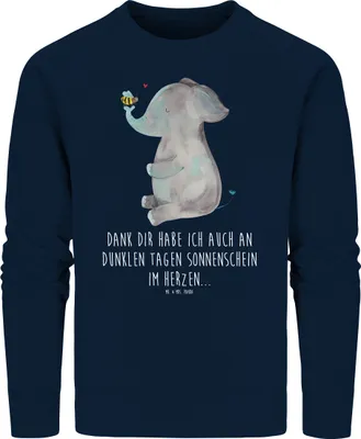 Produktbild von Mr. & Mrs. Panda Baumwoll Pullover Elefant Biene Größe XS - French Navy - Geschenk, Lustige Sprüche, Sweatshirt, Liebesspruch, Liebe, Hochzeitsgeschenk, Liebesbeweis