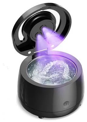 Produktbild von Ultraschall Reiniger (180 ml) – 43 kHz, 3 Minuten Timer – Für Zahnspangen, Prothesen und Schmuck – Ultraschallbad und Reinigungsgerät für Aligner und Mundschutz
