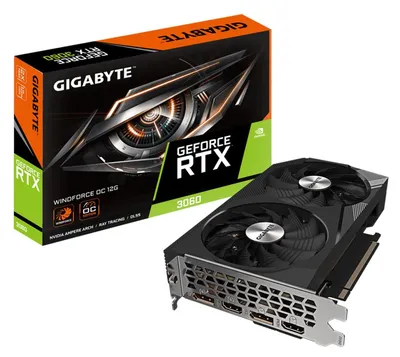 Produktbild von Gigabyte GV-N3060WF2OC-12GD 2,0 RTX 3060 Windforce OC 12G NVIDIA GeForce RTX 3060 12 GB GDDR6