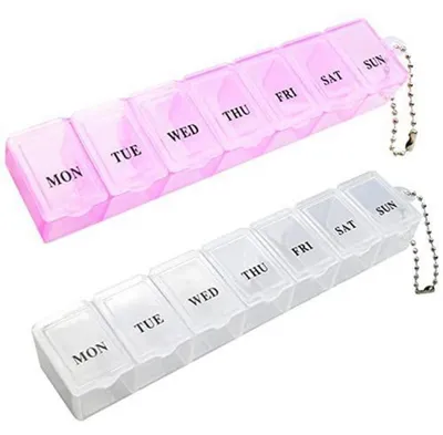 Obrázek produktu pro Organizér na tablety, růžovo-bílý, PP, 15 cm, pro 7 dní a 2 dávky léků
