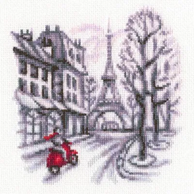 Produktbild von rto Kreuzstich-Set "In den Straßen von Paris" c331, nummeriertes Muster, 14,5x15 cm