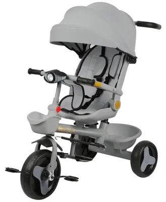 Produktbild von Kinder Dreirad - Baby Dreirad - Drehbarer Sitz - Klappbares Sonnendach - Becherhalter Und Korb - Klappbar - Ab 10 Monaten - Grau