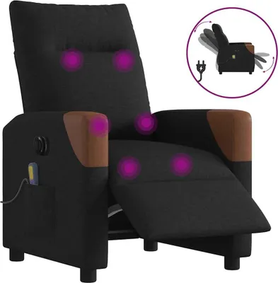 Image de Fauteuil de massage inclinable électrique Noir Tissu