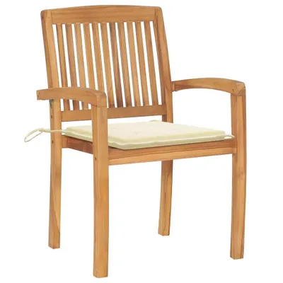 Immagine prodotto di vidaXL Sedie da giardino 2 pezzi con cuscini bianco crema in legno massiccio teak
