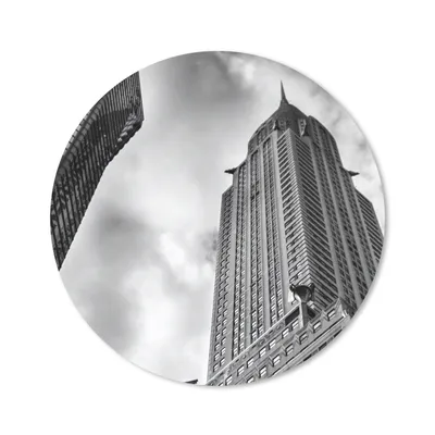 Produktbild von MuchoWow® Mauspad Mousepad Chrysler Building in New York von unten nach oben in Schwarz-Weiß 20x20 cm - Mousepads - Maus Mat - Pad - Mausunterlage - Schreibtischmatte