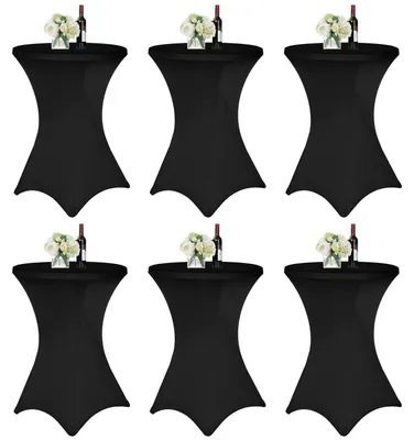 Productafbeelding van Tafelhoezen, set van 6, zwart, stretch, diameter 70-75 cm, wasbaar op 40°C, kreukvrij