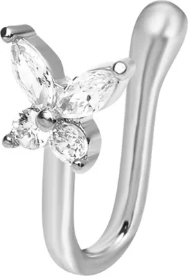 Produktbild von Nasenring Schmetterling Strass Schmuck Einfache Galvanisierung Nasenmanschette Septum Nasenschmuck-Silber