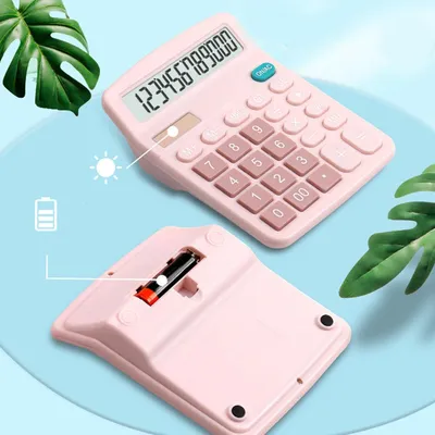 Produktbild von 12-stellige niedliche rosa Tischrechner mit LCD-Display.