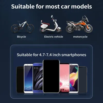 Productafbeelding van Motorfiets telefoonhouder, fietsbeugel, scooterclip voor smartphones van 4,7 tot 7,4 inch, bevestiging aan het stuur