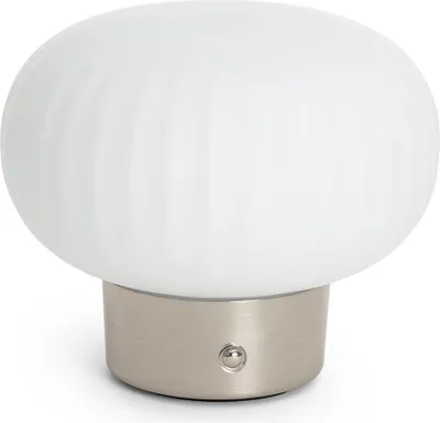 Produktbild von LED Tischlampe Metall und Glas Tragbar Außen mit wiederaufladbarem USB Akku Aluzna Nickel