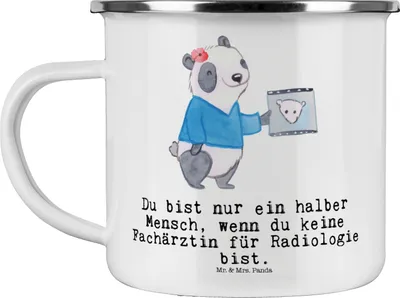 Produktbild von Mr. & Mrs. Panda becher emaille Fachärztin für Radiologie Herz - Weiß - Geschenk, Motivtasse, Haferl, Pott, Teetasse, Tasse