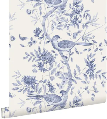 Zdjęcie produktu dla ESTAhome tapeta kwiaty i ptaki błękit delfcki 50 x 900 cm