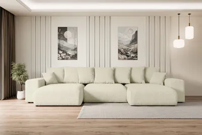 Produktbild von ALTDECOR Ecksofa mit Schlaffunktion und Bettkasten Corner Sofa Eckcouch Couch U-Form universal, links/rechts angeordnet Schlafcouch Ausziehbar Wohnlandschaft ESKAR-U -364x176x72 cm Beige