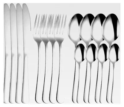 Produktbild von Edelstahl Besteckset 16-48 Teile mit Steakmesser, für 4-12 Personen, Essbesteck Set mit Messer, Gabel, Löffel, Tafelbesteck für Zuhause, Partys, Restaurants, spülmaschinenfest
