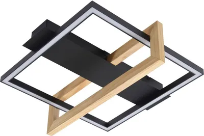 Immagine prodotto di Lindby Plafoniera LED Holamu, 46 cm, nero, legno, metallo
