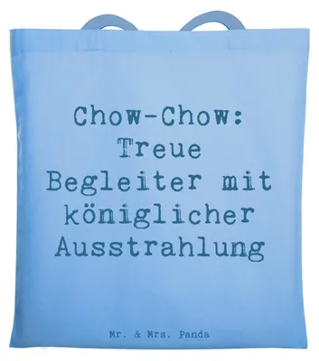 Produktbild von Mr. & Mrs. Panda Schultasche Spruch Chow-Chow Treue Begleiter - Sky Blue - Geschenk, Hunderassen Vielfalt, Tasche, Shopping, Beschreibung, Hunde, Uni, Tote Bag