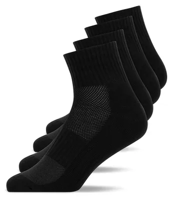 Produktbild von Snocks Mittelhohe Laufsocken Herren Damen 4 Paar - Atmungsaktive Sportsocken ohne Verrutschen - Gemütliche und weiche Funktionssocken - Quarter Socken Sport - Gr. 39-42 - Farbe Schwarz