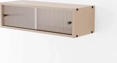 Produktbild von Arrocco Moderner Schrank / Hängeschrank mit Glastür mit Rillen B:81/H:22,5/T:30cm Farbe:Beige