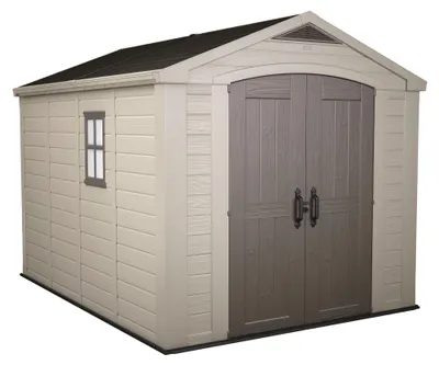 Immagine prodotto di Factor 8x11 - Casetta da Giardino 256,50x243x331,50 cm 2 Ante per deposito attrezzi finitura effetto legno  in Resina Beige