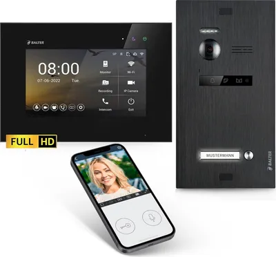 Produktbild von HD Video Türsprechanlage mit Smartphone App für 1 Familienhaus, 1x Monitor, Balter EVO HD WLAN Schwarz