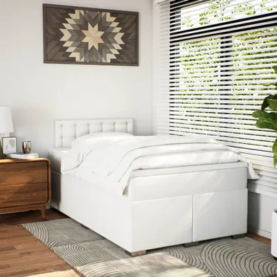 Image de vidaXL Lit boxspring avec matelas blanc 120x200 cm similicuir