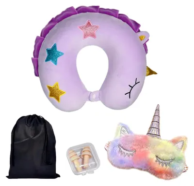 Produktbild von Nackenkissen Reisekissen Memory Foam Nackenkissen Stützkissen für Flugzeug Zug mit Schlafmaske Ohrstöpseln Lila