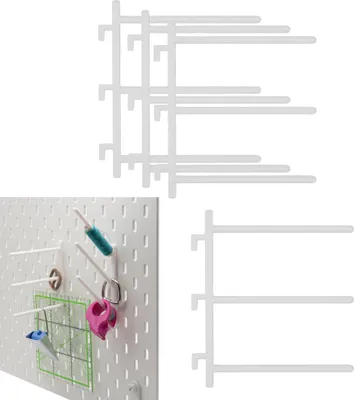 Produktbild von 4x Halter für IKEA SKADIS Lochplatte Nähgarnhalter Lochwand Haken Halterung Gerade Weiß