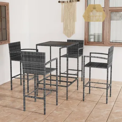 Produktbild von The Living Store 5-tlg. Gartenbar-Set Poly Rattan Grau