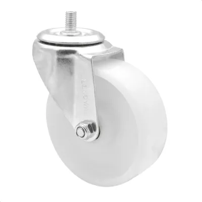 Produktbild von WAGNER Lenkrolle - Ø 100 mm, Stahl verzinkt, weiß, Platte mit Gewinde M10x17, Tragkraft 80 kg - 04111101