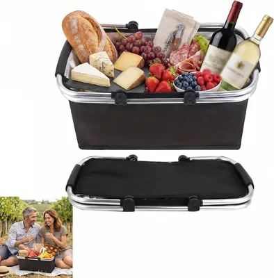 Produktbild von Faltbare Kühltasche, Thermopicknickkorb, schwarz, für Picknick