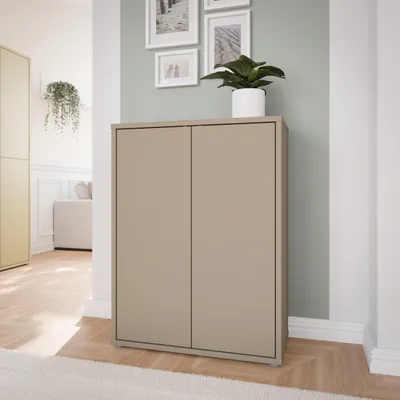 Produktbild von Forte ALICE SPRINGS Schuhschrank 70 80, modern-minimalistisch, 2-türig, Holzwerkstoff, Taupe, 74,5 cm breit x 99,1 cm hoch x 34,9 cm tief