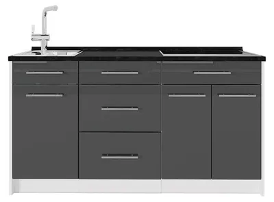 Obrázek produktu pro Kuchyňský blok Vicco Fame-Line Antracitový vysoký lesk/Bílá 150 cm, PD Antracit, Model 65317