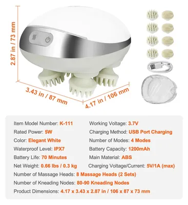 Produktbild von Kopfhautmassagegerät, wasserdicht, wiederaufladbar, IPX7