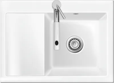 Produktbild von Auflagespüle KeraDomo MERA 70 Grönland mit Becken rechts und Handbetätigung
