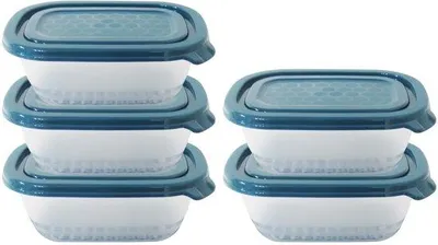 Image de Boîtes de conservation en plastique avec couvercles (5 boîtes + 5 couvercles) ; boîtes sans BPA, adaptées au micro-ondes et au lave-vaisselle (500 ml)