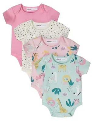 Image de Minoti - Body pour bébé fille, manches courtes (lot de 4) MN322 (68) (coloré)