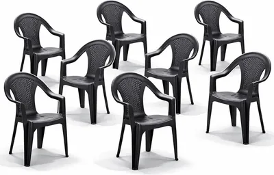 8 Stück Stapelstuhl Rattan-Optik Anthrazit