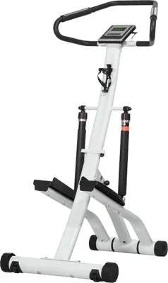 Zdjęcie produktu dla Fortuna Lai Stepper z uchwytem, rower treningowy z ekranem LCD, rower treningowy z 12 poziomami oporu, czarny + srebrny, 80 x 61 x 134 cm