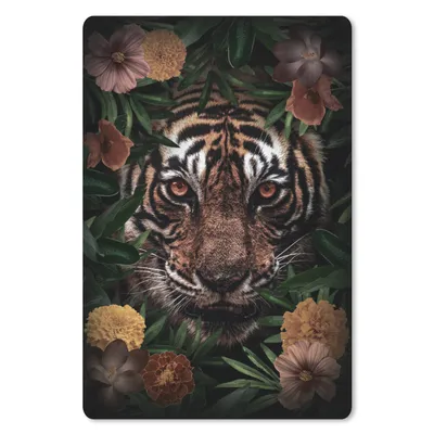 Produktbild von MuchoWow® Mauspad Mousepad Tiger - Braun - Blumen 40x60 cm - Mousepads - Maus Mat - Pad - Mausunterlage - Schreibtisch Accesoire